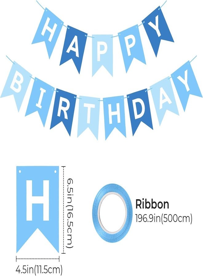PICKKART Happy Birthday Banner Set, Black and Gold Party Decoration with Triangle Bunting Flags (BLUE-D BLUE) - Image 4